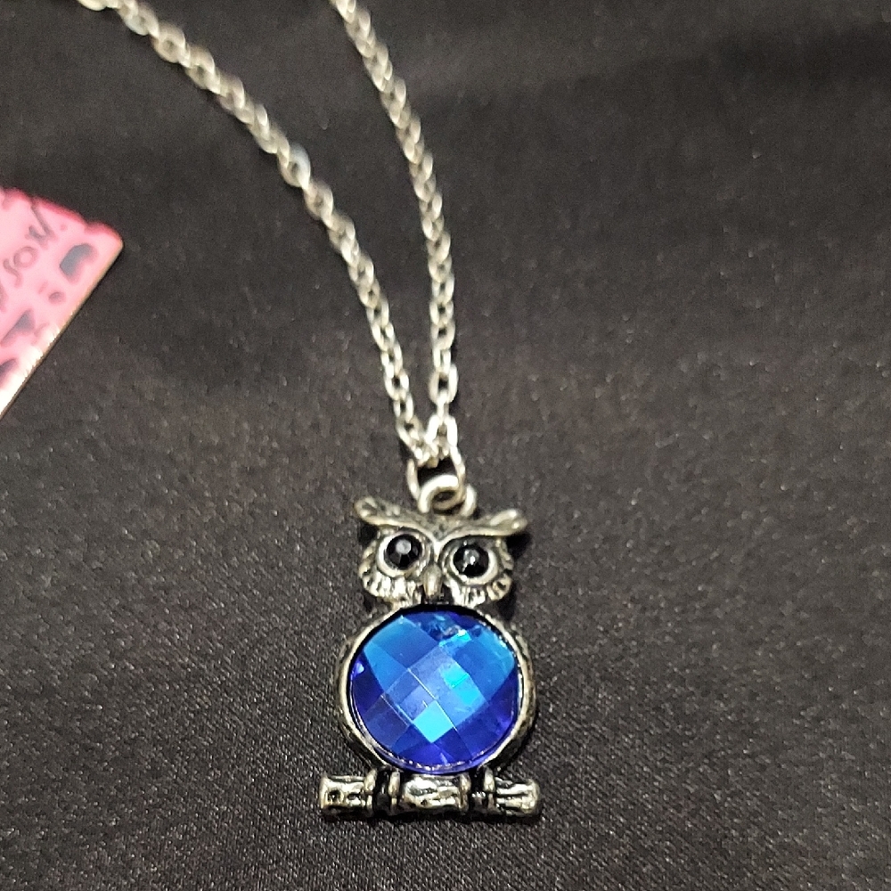 Betsey Johnson Blue Owl Pendant Necklace
